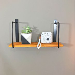 prateleira de parede bracket industrial 50cm carvalho e preto 1