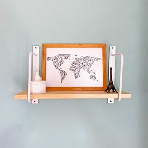 prateleira de parede bracket industrial 50cm natural e branco 1