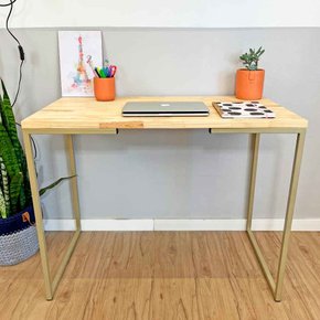 mesa para escritorio style 96cm natural e dourado 5 web