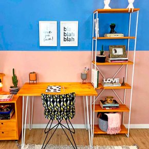 Home Office Hairpin Torre Slim Industrial Carvalho e Branco 3