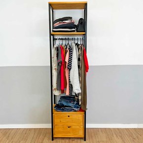 arara de roupas middle slim com gaveta nozes e preto 2 web