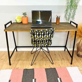 mesa para escritorio industrial steel 124cm tabaco e preto web 4