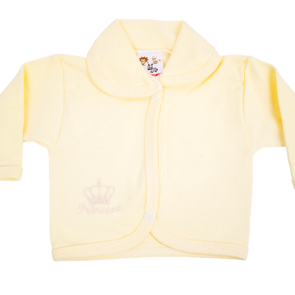 62325-Casaco Bebê Prematuro Bordado Princesa Amarelo