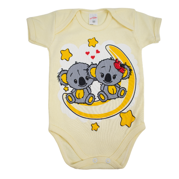 3880-Amarelo Body Bebê Manga Curta Coala Lua 01