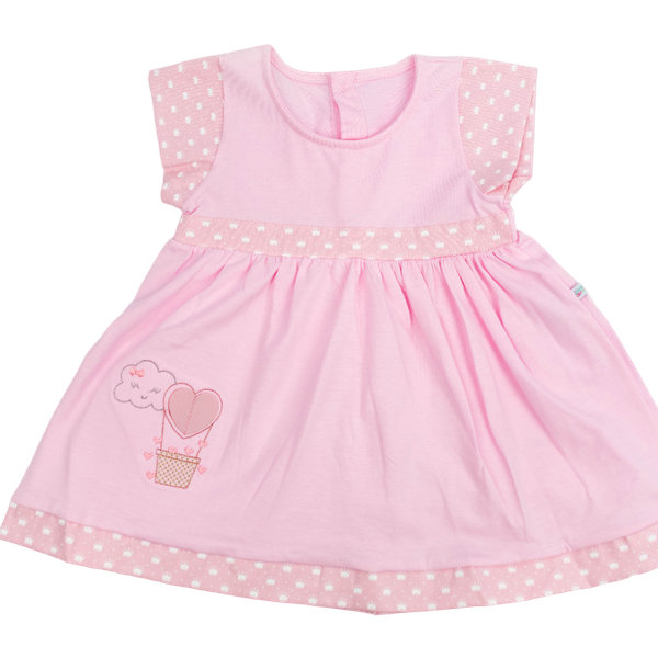 26109 Vestido Manga Curta Balão de Coração Rosa infantil feminino