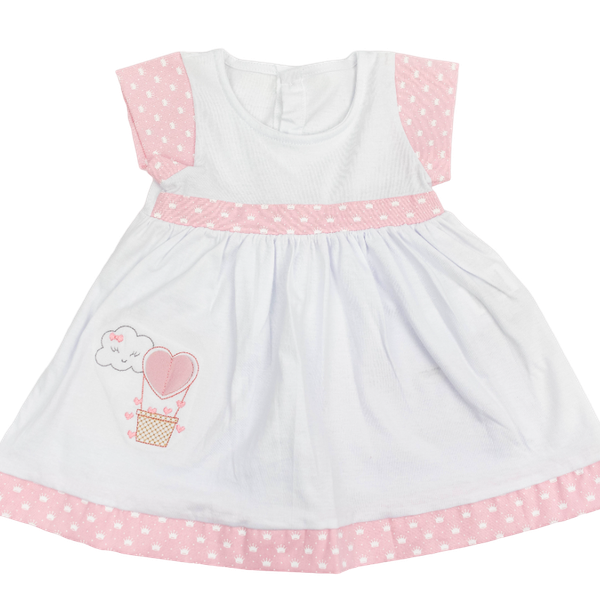 26109 Vestido Manga Curta Balão de Coração Branco infantil feminino