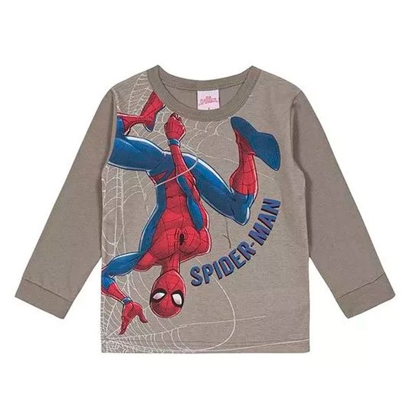 55096 Camiseta Infantil Manga Longa Spider-Man Cinza