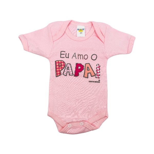 4276 Body Bebê Manga Curta Frases Eu Amo O Papai Rosa