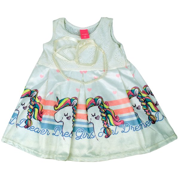 27140 vestido estampado unicornio infantil feminino