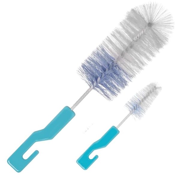 23306 escova de mamadeira kit 2 pecas escova mamadeira e bico azul