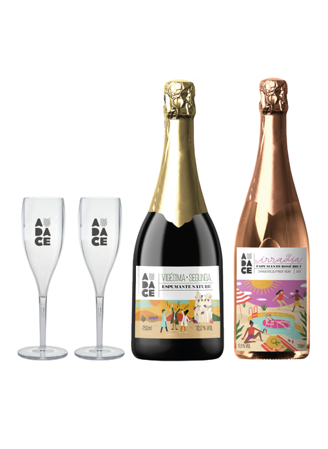 Kit Especial Espumantes que Valem Ouro Audace Wine com 2 taças personalizadas de acrílico Kit Especial Espumantes que Valem Ouro Audace Wine com 2 taças personalizadas de acrílico