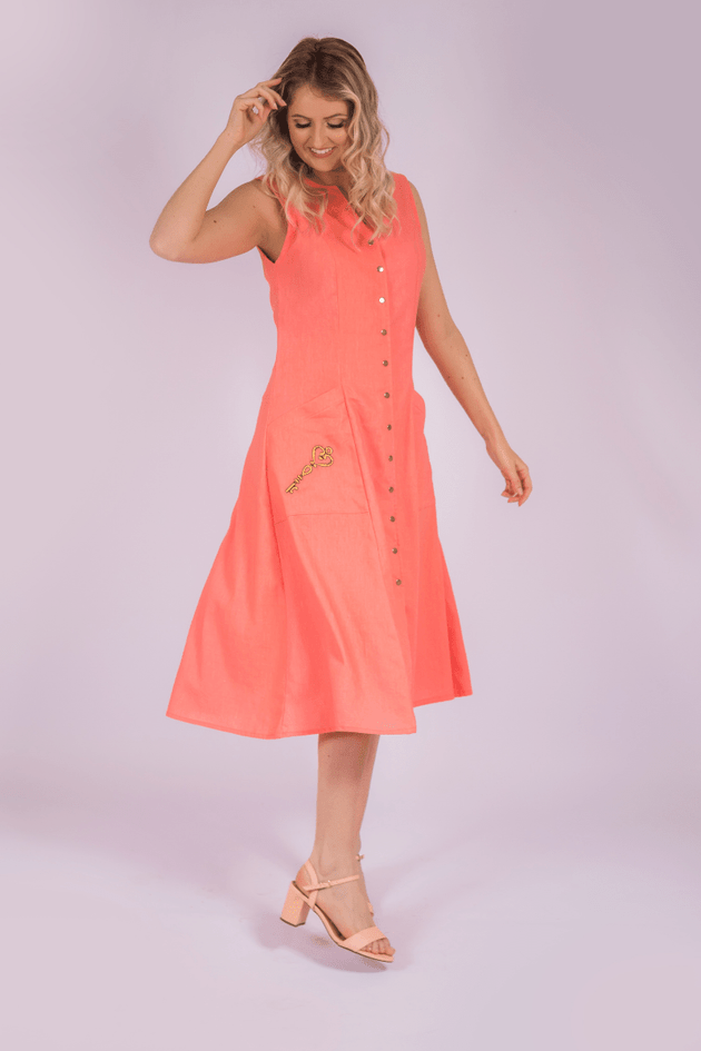 Vestido shop coral midi