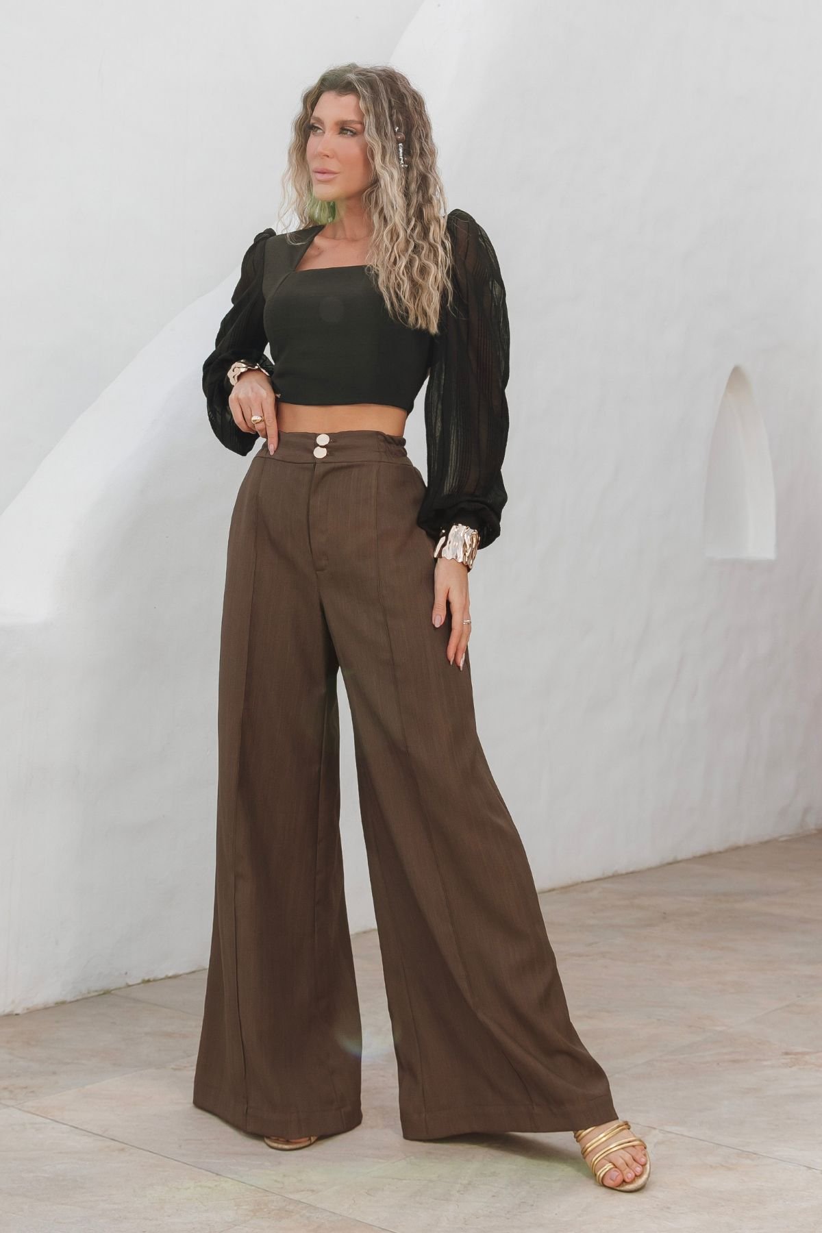 Pantalona marrom cheap