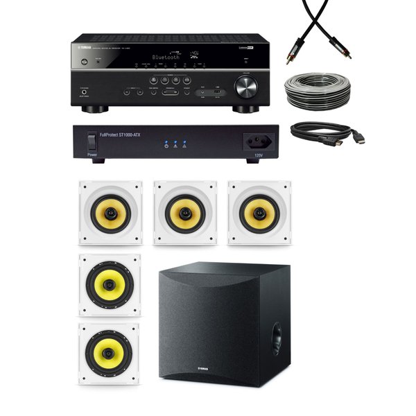 Kit Home Theater Completo 5.1 com Receiver Yamaha 385 + 5 Caixas de