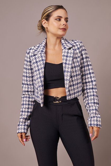 BLAZER CURTO FEMININO DE TWEED PATRICIA