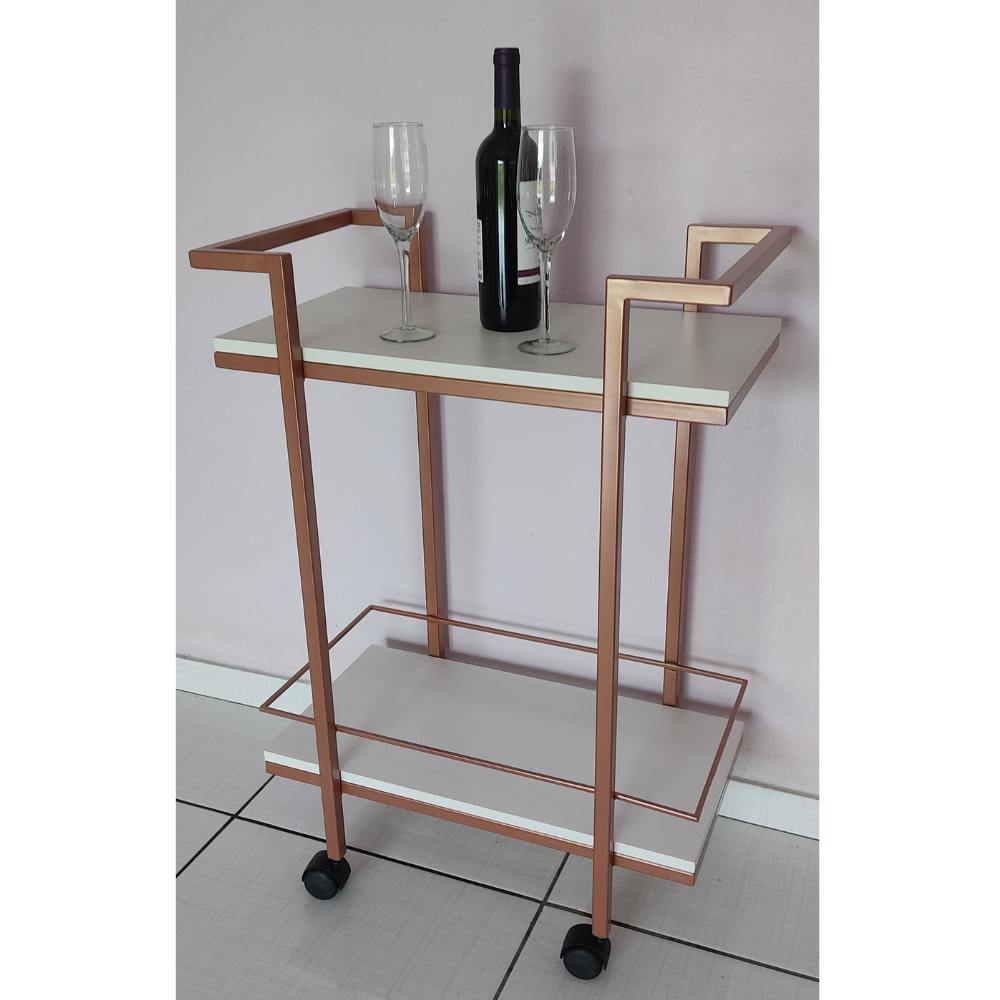 Carrinho Adega Estilo Industrial Gourmet Barzinho De Bebidas Rose Gold