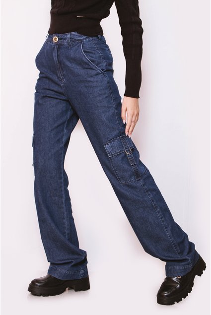 calca jeans wide leg cargo tunizy feminina awe jeans 5