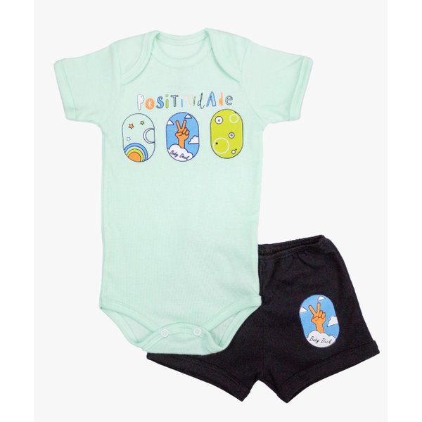 03 conjunto body bebe feminino e masculino manga curta estampado dia das criancas baby duck