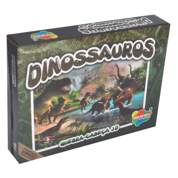 Brinquedo Kit com 02 Jogos Quebra Cabeça Dinossauro Infantil com