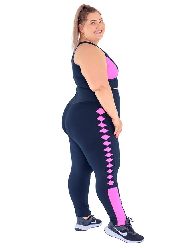Legging Plus Size Feminina Fitness Recortes - Faz a Boa!