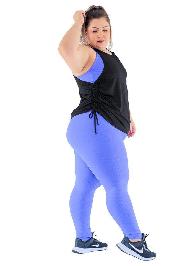 Regata Preta Plus Size Nadador Franzida Aero dray Poliamida BN FITNESS