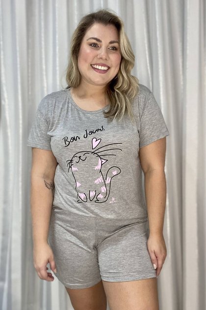 Pijama Verão Feminino Plus Size De Algodao Bon Jour