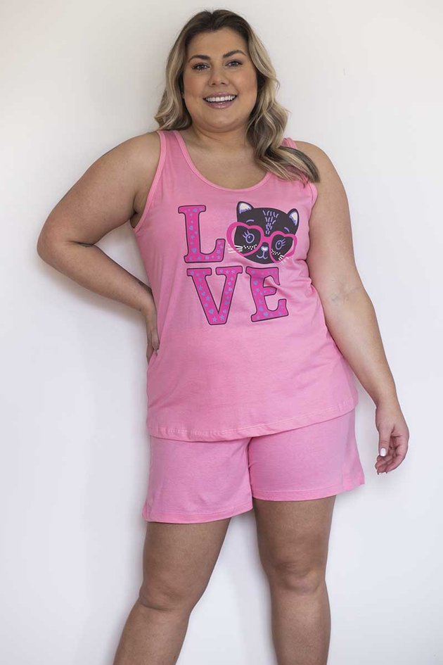 Pijama Verão Feminino Plus Size De Algodão