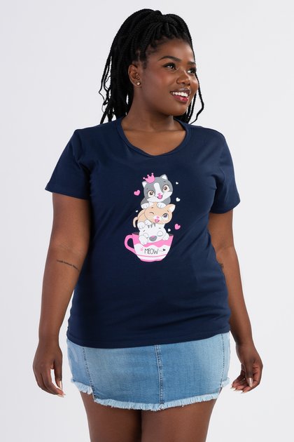 T-Shirt Feminina Plus Size Beblast