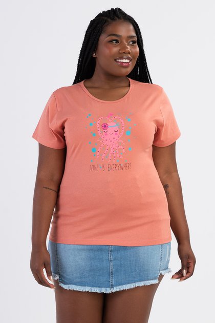 T Shirt Feminina Plus Size De Algodão Sonhos