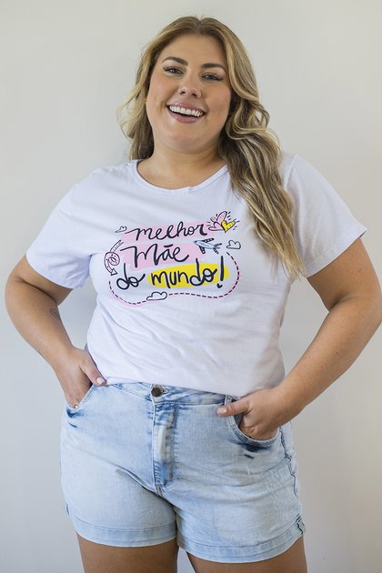 Camiseta Feminina Plus Size De Algodão Sonhos