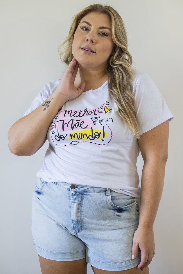 Camiseta Feminina Plus Size De Algodão Melhor Mãe