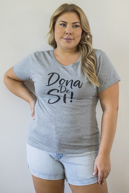 Camiseta Feminina Plus Size De Algodão Seja O Seu Padrão De Beleza