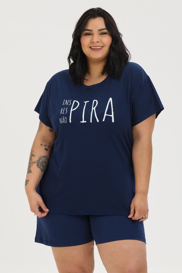 Pijama Feminino de Algodão Extra Plus Size