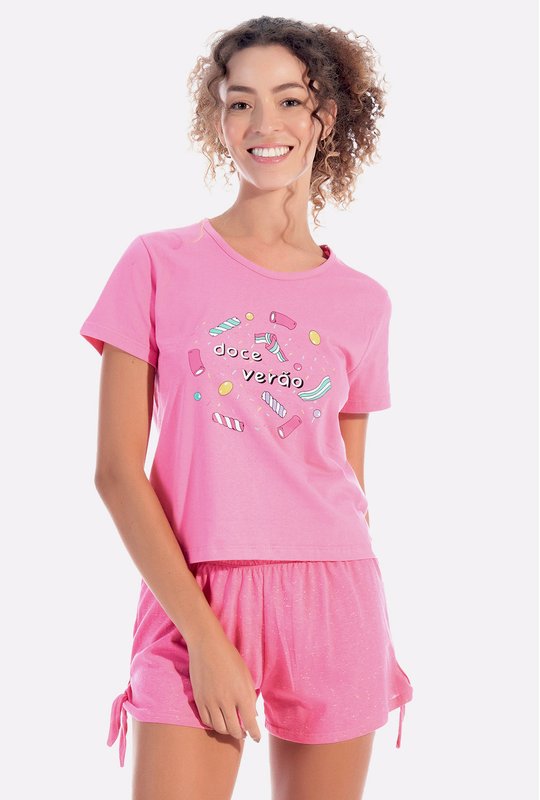 01 pijama feminino adulto doce verao pink bela notte