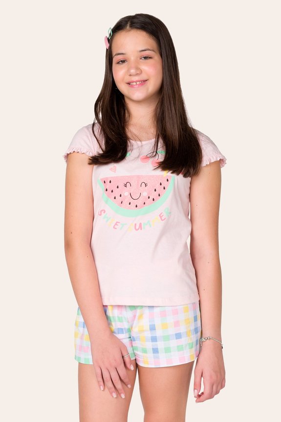 03 pijama juvenil feminino sweet summer rosa bela notte