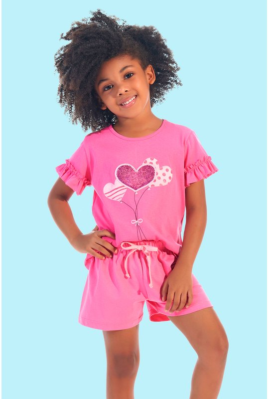 11 pijama feminino infantil pink coracao bela notte