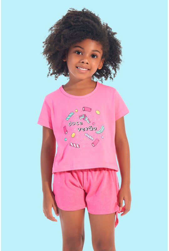 06 pijama feminino infantil doce verao pink bela notte