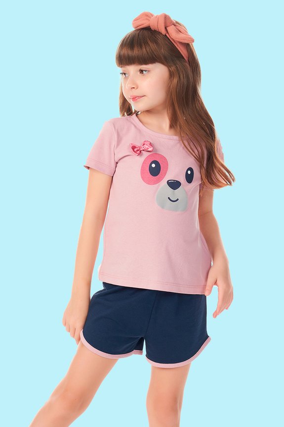 06 pijama infantil feminino rosa familia dog bela notte