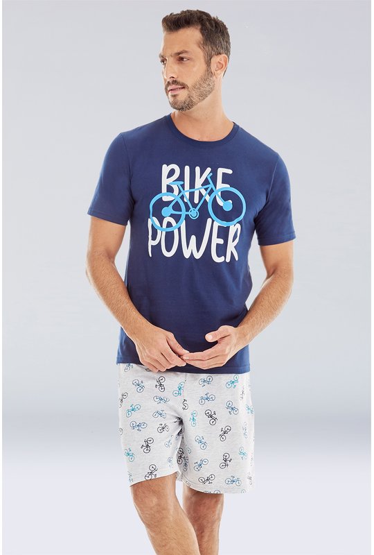 01 pijama masculino adulto curto biker bela notte