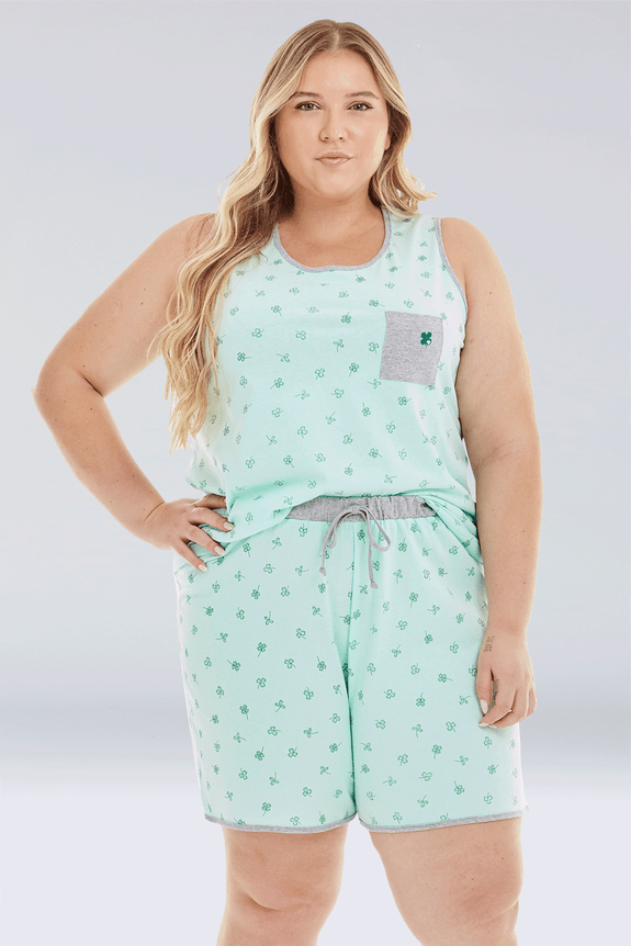 01 pijama feminino plus size regata boa sorte bela notte