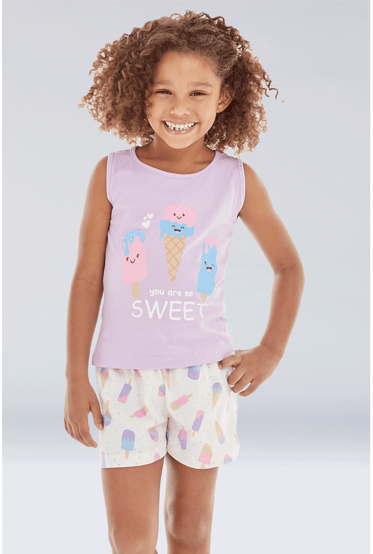 01 pijama feminino infantil regata sorvete bela notte