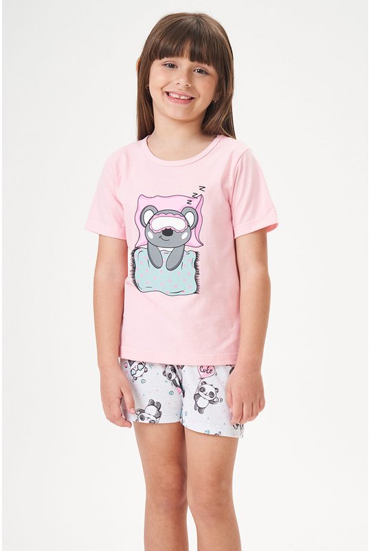 09 pijama infantil feminino divertido bela notte rosa panda