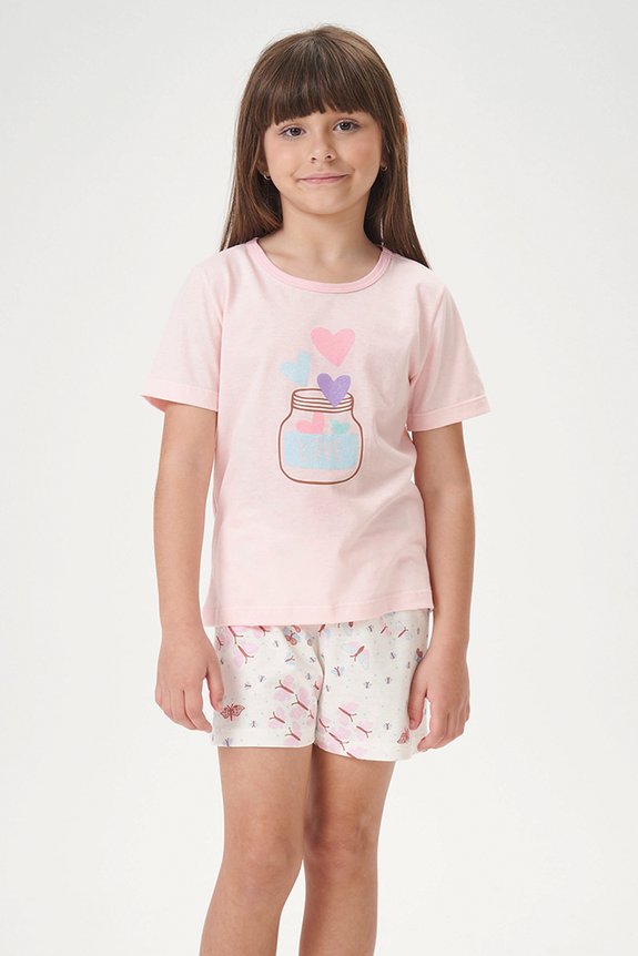 10 pijama infantil feminino divertido bela notte rosa coracao