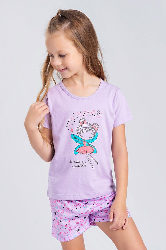 04 pijama infantil feminino divertido bela notte lilas fadinha