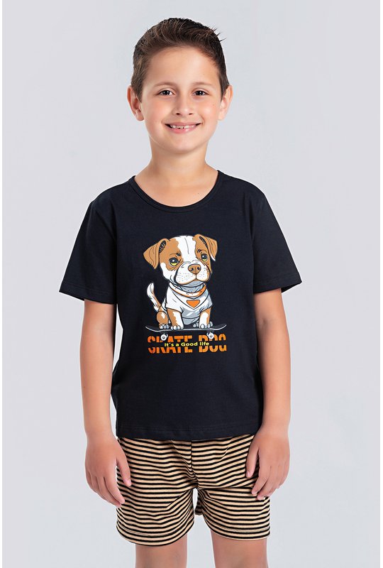 04 pijama infantil masculino bela notte preto skate dog