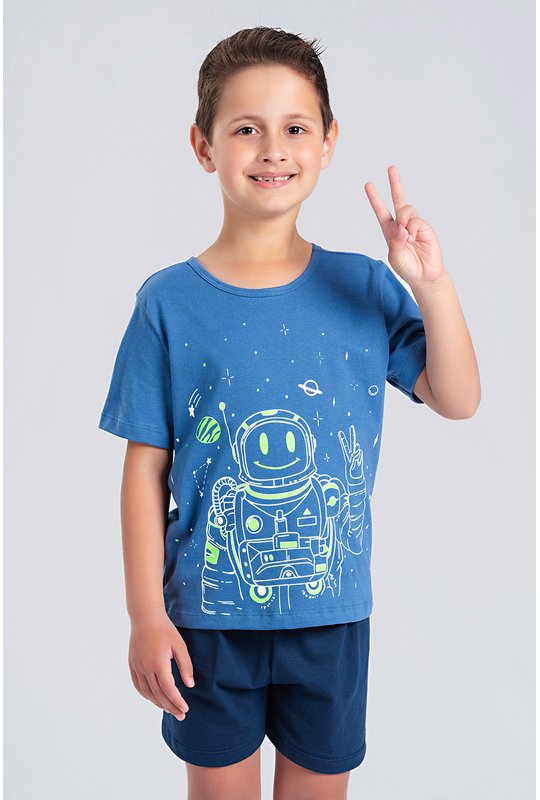 04 pijama infantil masculino bela notte azul astronauta