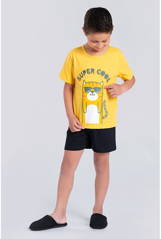 01 pijama infantil masculino bela notte amarelo super cool