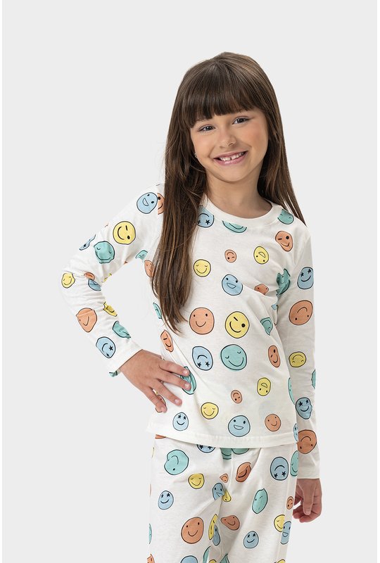 02 pijama feminino infantil manga longa sorriso bela notte