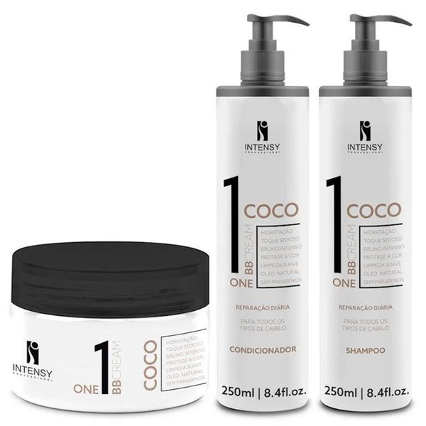 kit one bb cream coco mascara condicionador e shampoo intensy