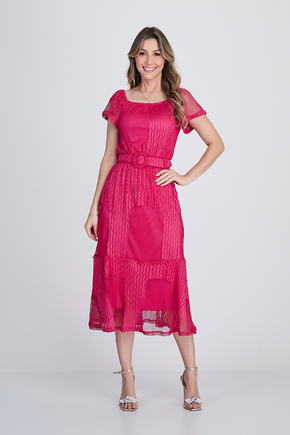 Vestido Midi Bordado Vermelho Felicidade - Água de Rosas